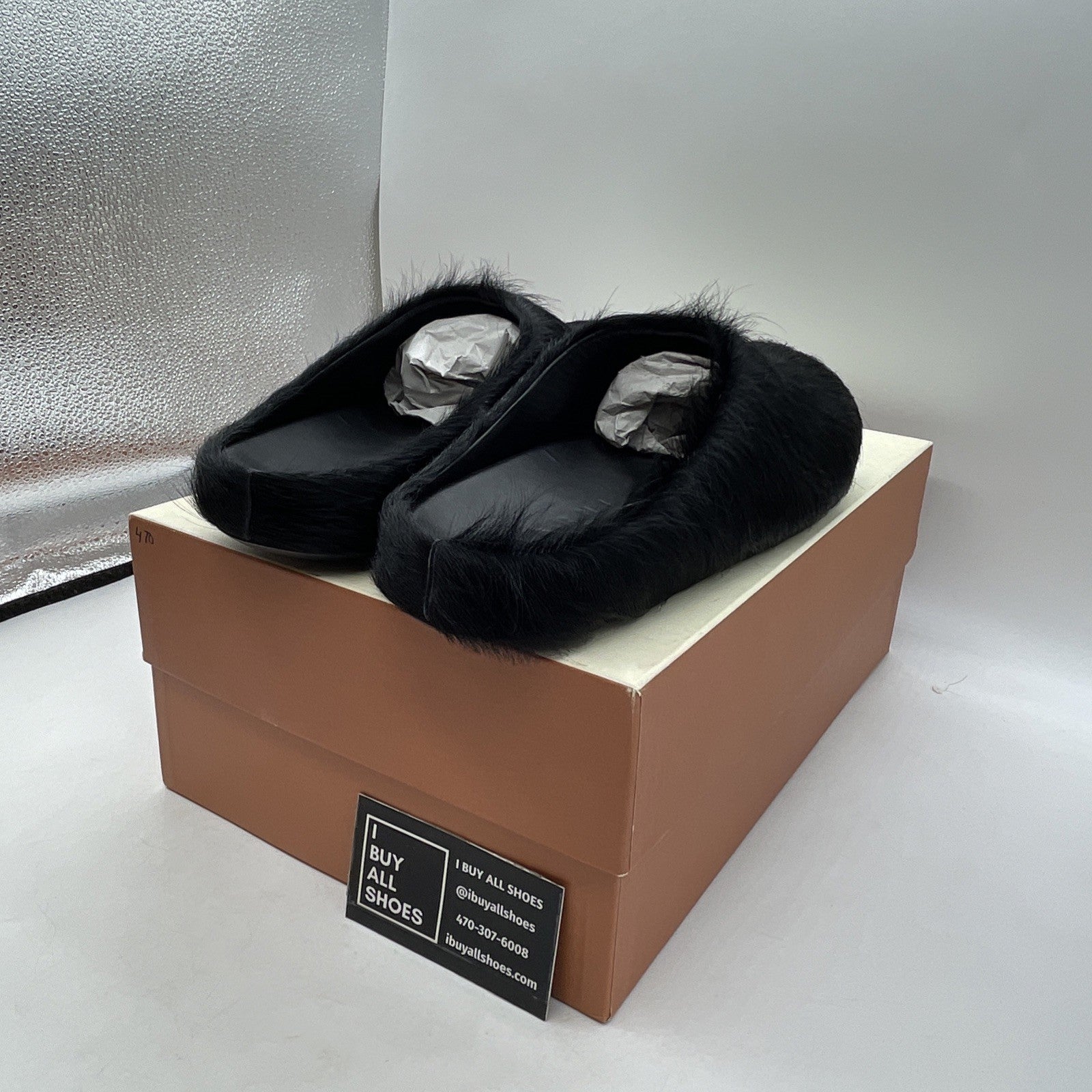 Size 43 - Marni Black Long Hair Calfskin Fussbett  Sabot