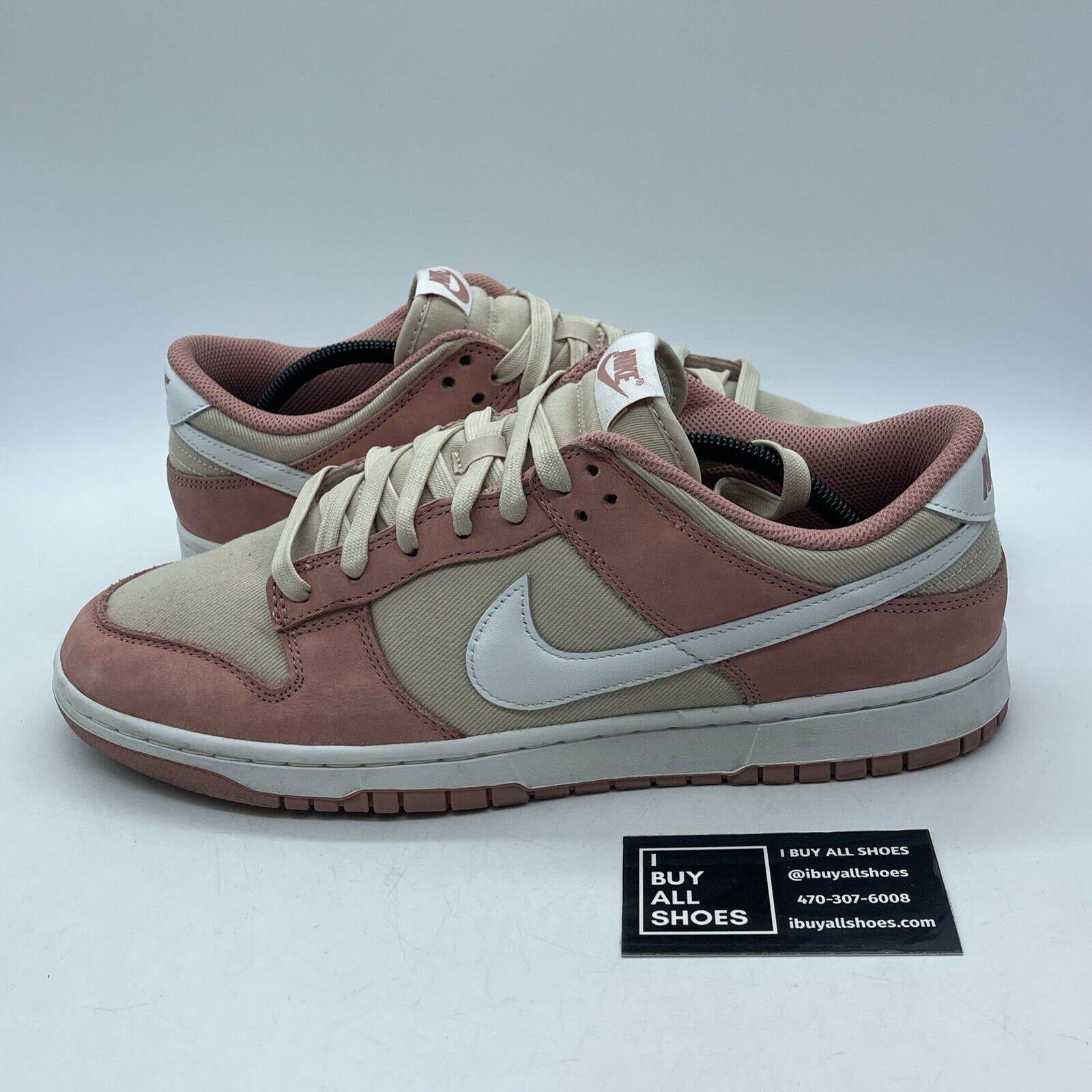 Size 12 - Nike Dunk Premium Low Red Stardust Pink White Suede (FB8895-601)