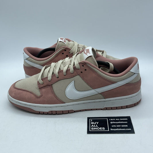 Size 12 - Nike Dunk Premium Low Red Stardust Pink White Suede (FB8895-601)