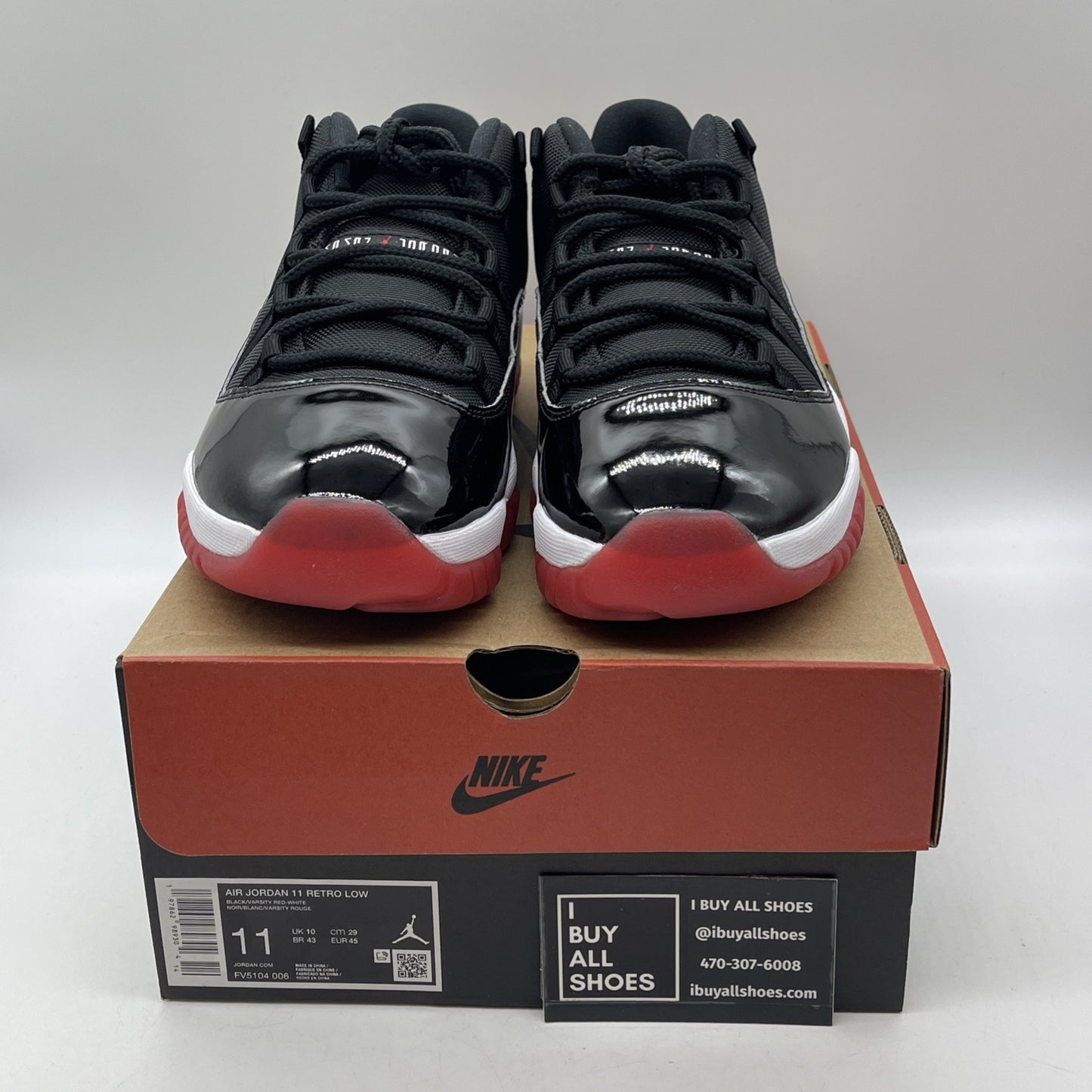 Size 11 - Air Jordan 11 Retro 2025 Low Bred Black Leather (FV5104-006)