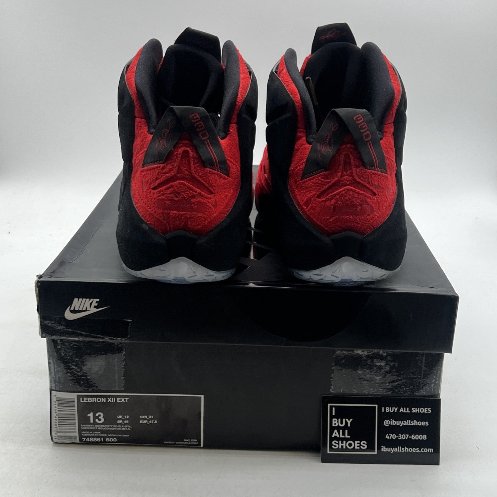 Size 13 - Nike LeBron 12 EXT Red Paisley (748861-600)