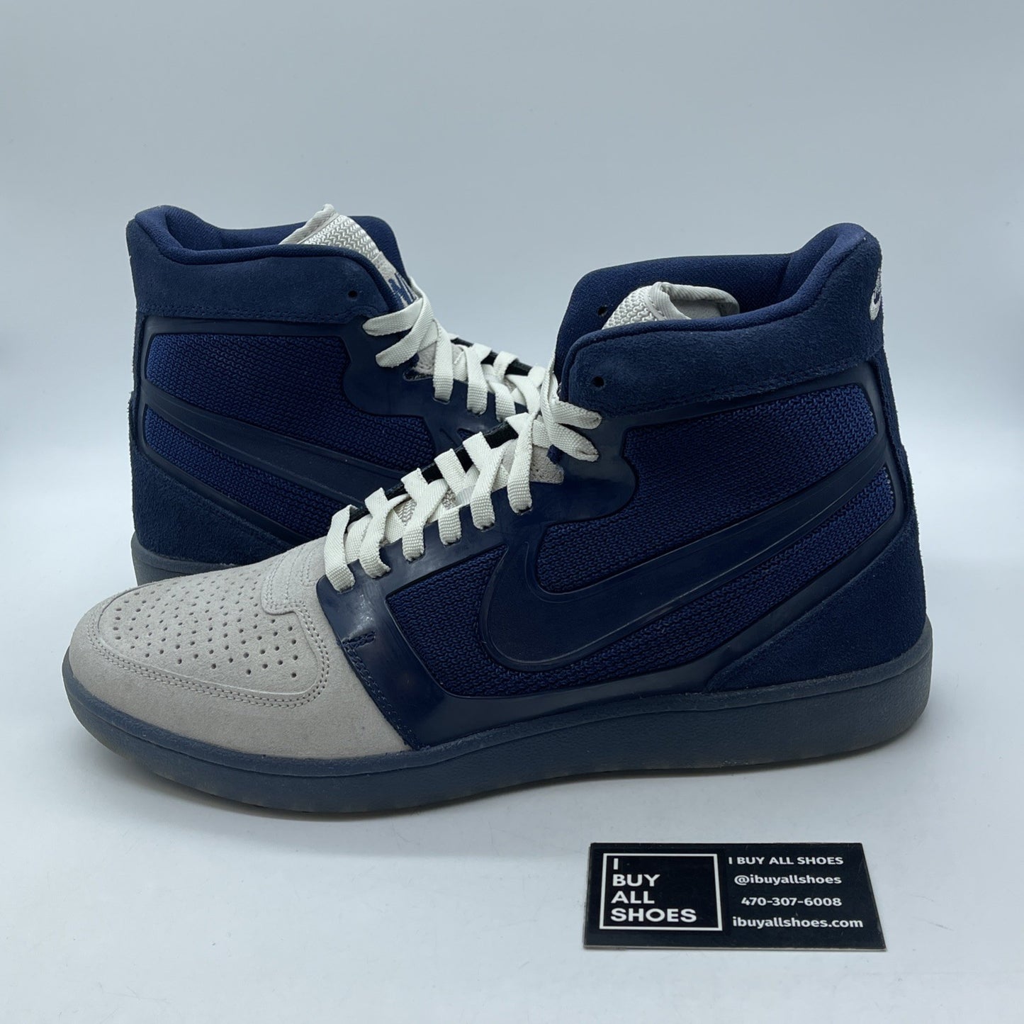 Size 13 - Nike Clean Sweep Premium vintage high top Gray Blue (536852-040)