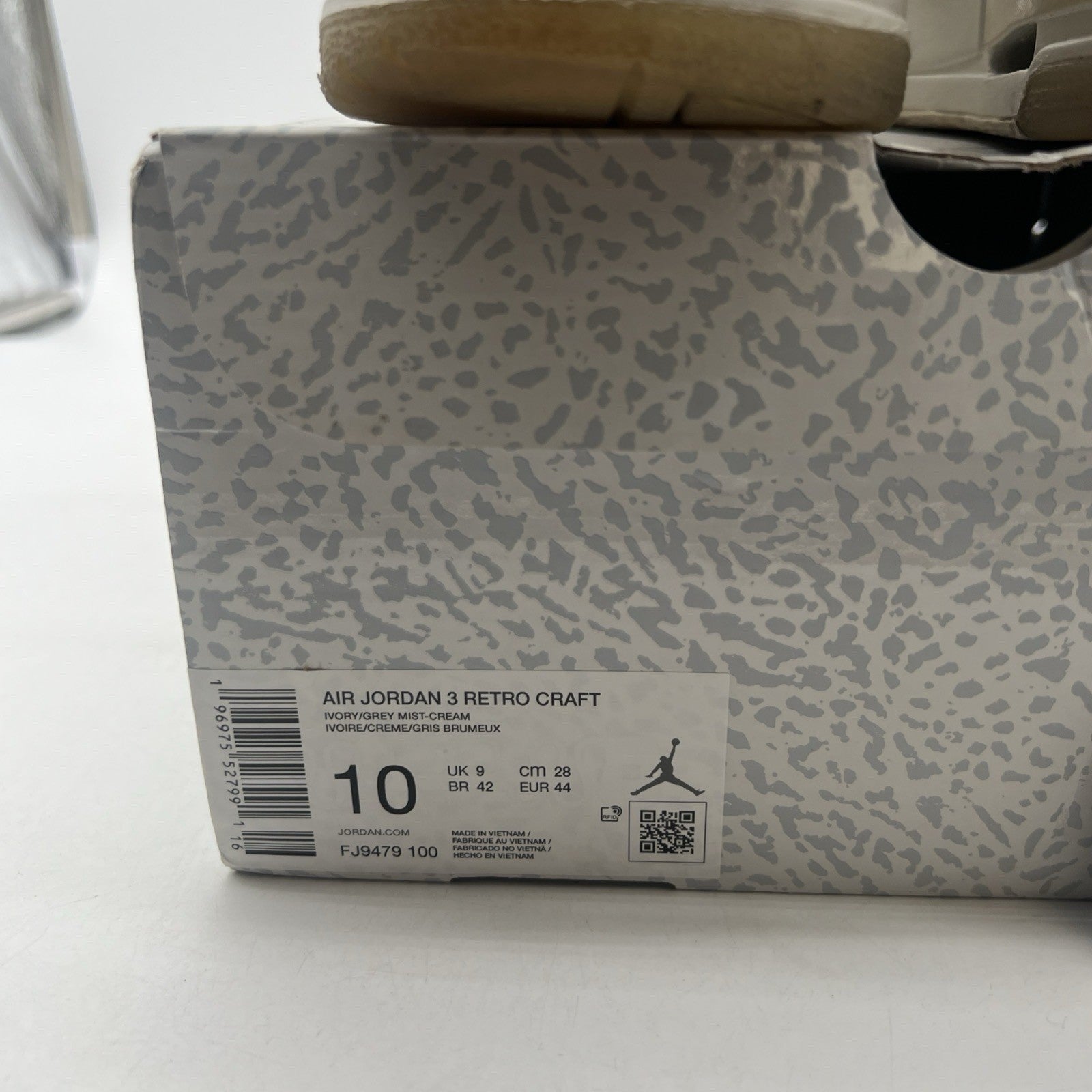 Size 10 - Air Jordan 3 Retro Craft Ivory/Grey White Leather (FJ9579-100)