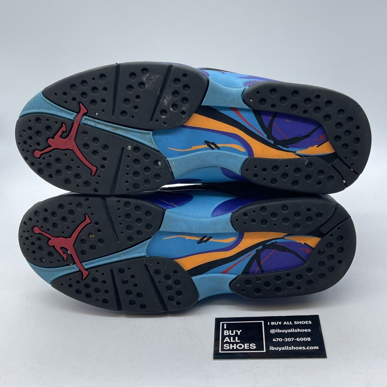 Size 9.5 - Jordan 8 Retro Aqua Blue Purple Grey Black Suede (305381-025)