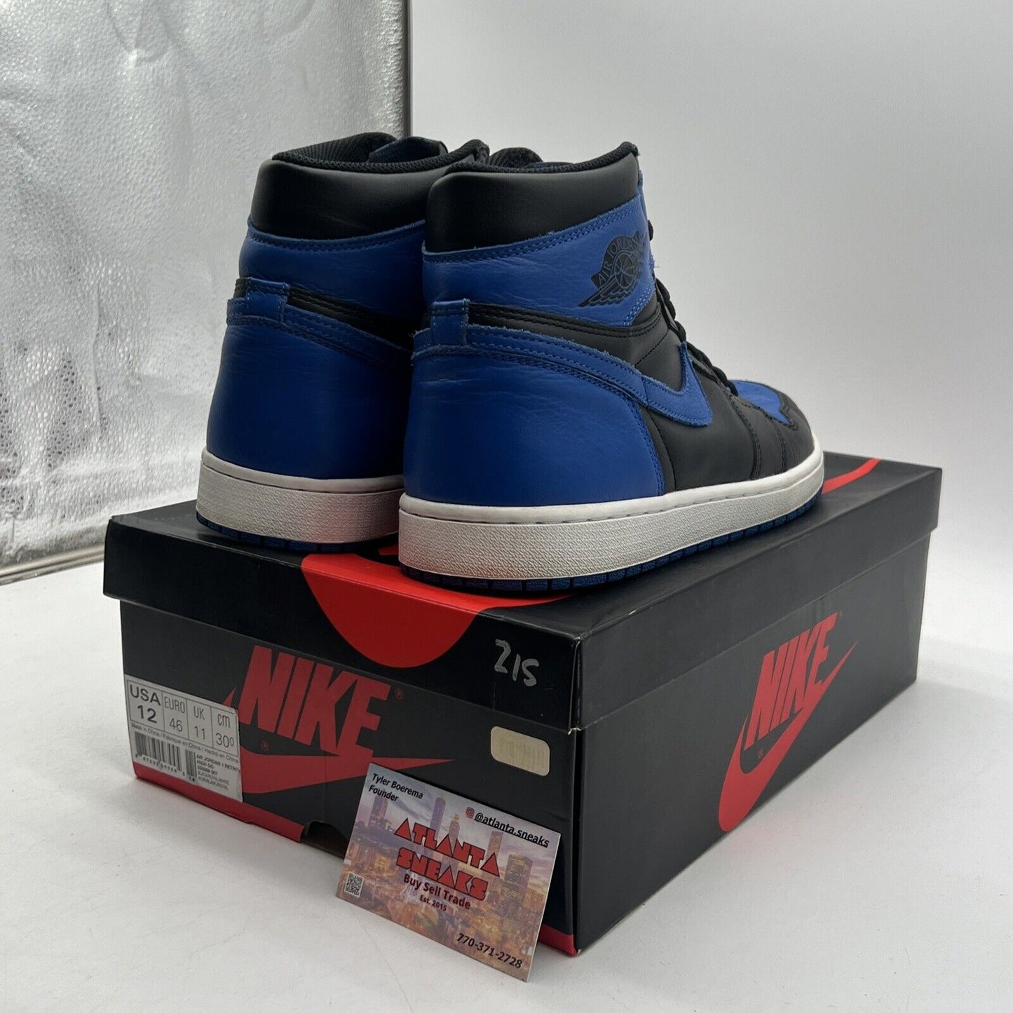 Size 12 - Jordan 1 Retro OG High Royal Black White Blue Leather (555088-007)