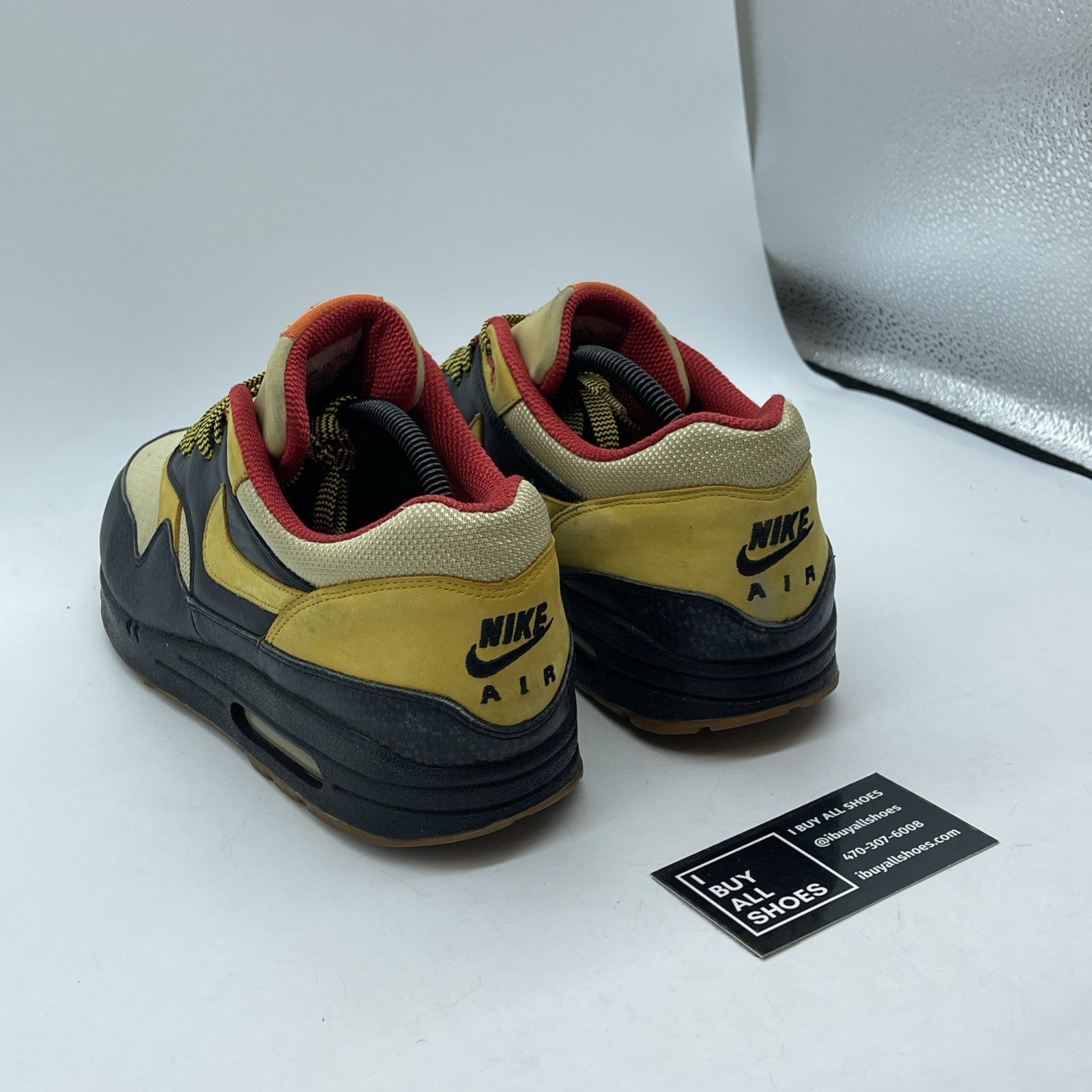Size 10.5 - Nike Air Max 1 Supreme Tech Pack 2 Black Yellow Suede (321734-071)