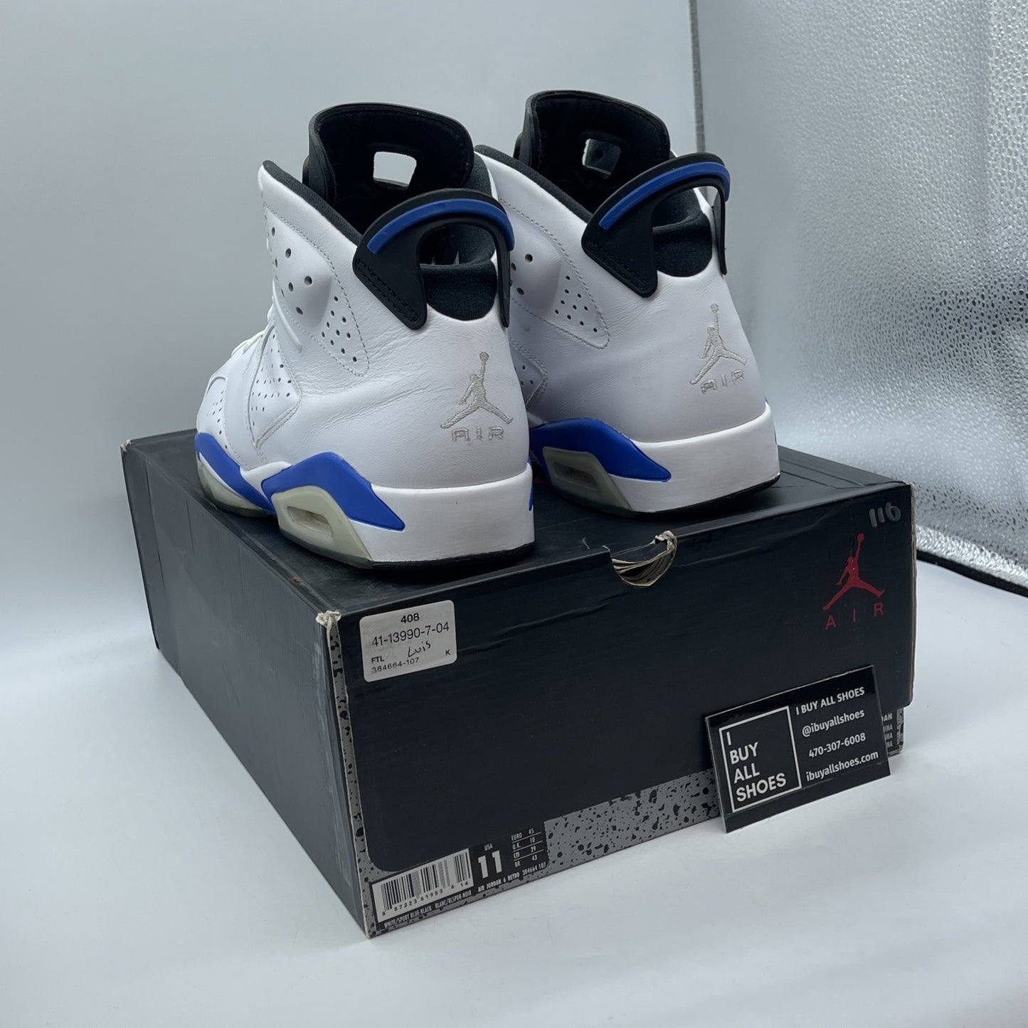 Size 11 - Air Jordan 6 Retro 2014 Sport Blue White Leather (384664-107)