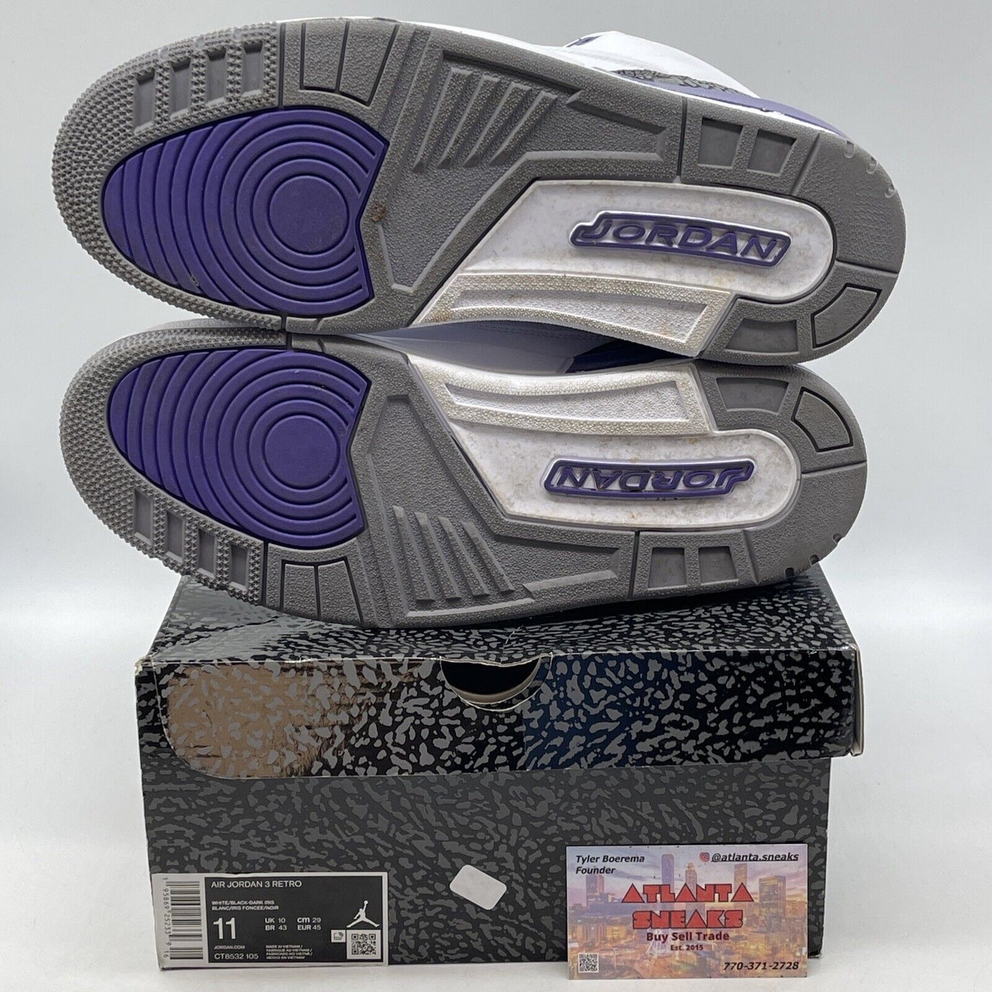 Size 11 - Jordan 3 Retro Mid Dark Iris White Grey Black Suede (CT8532-105)