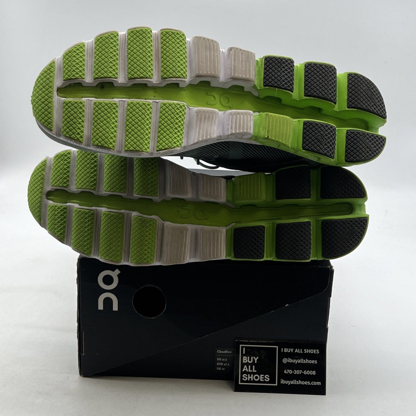 Size 12.5 - ON Cloudflow womens running shoes Moss/Lime