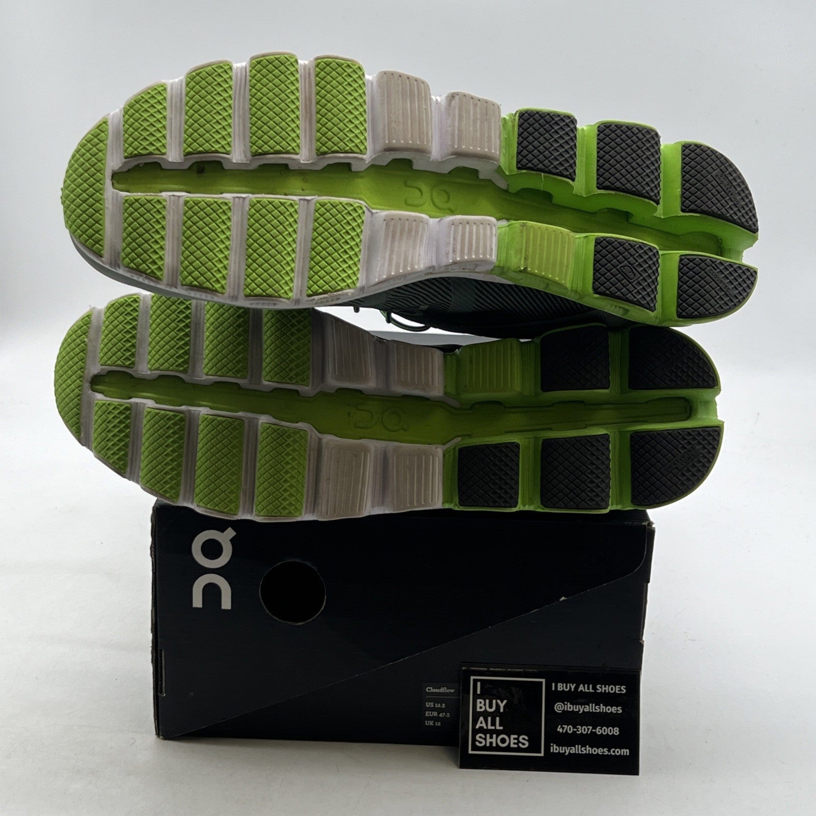 Size 12.5 - ON Cloudflow womens running shoes Moss/Lime