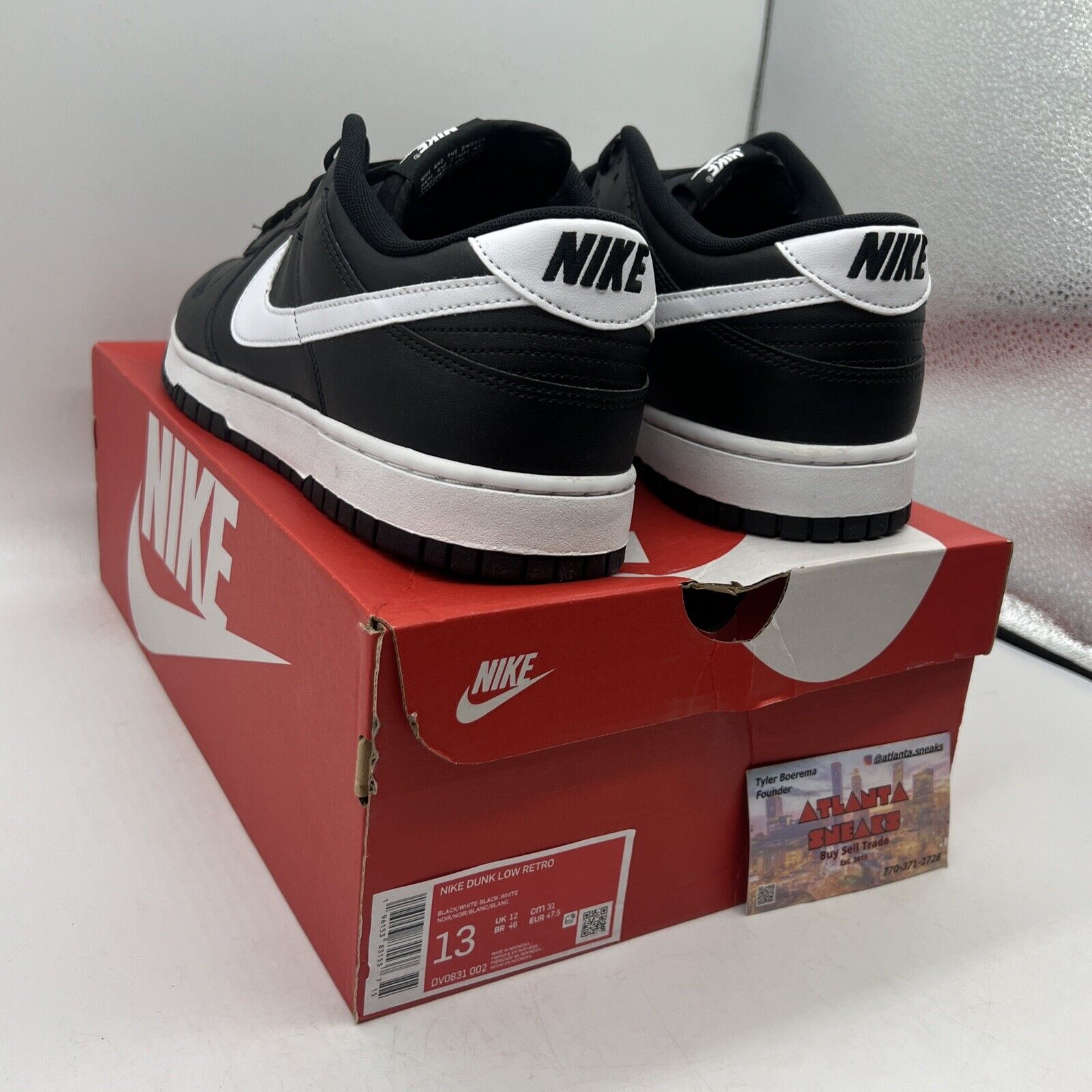 Size 13 - Nike Dunk Low Black Panda 2.0 Brand New Og All