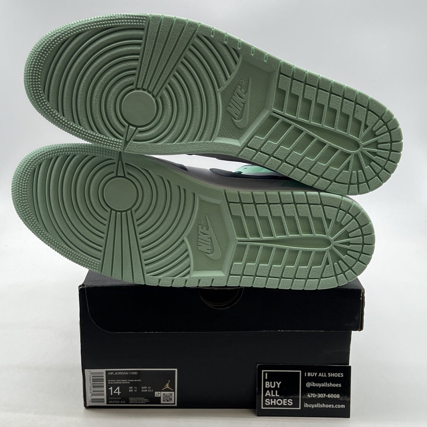 Size 14 - Air Jordan 1 Mid Blue Mint 2022 (554724-413)
