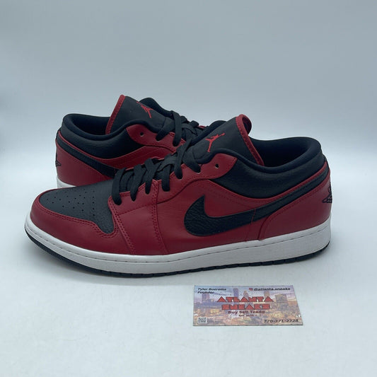 Size 12 - Air Jordan 1 Low Reverse Bred Red Black White Leather (553558-605)