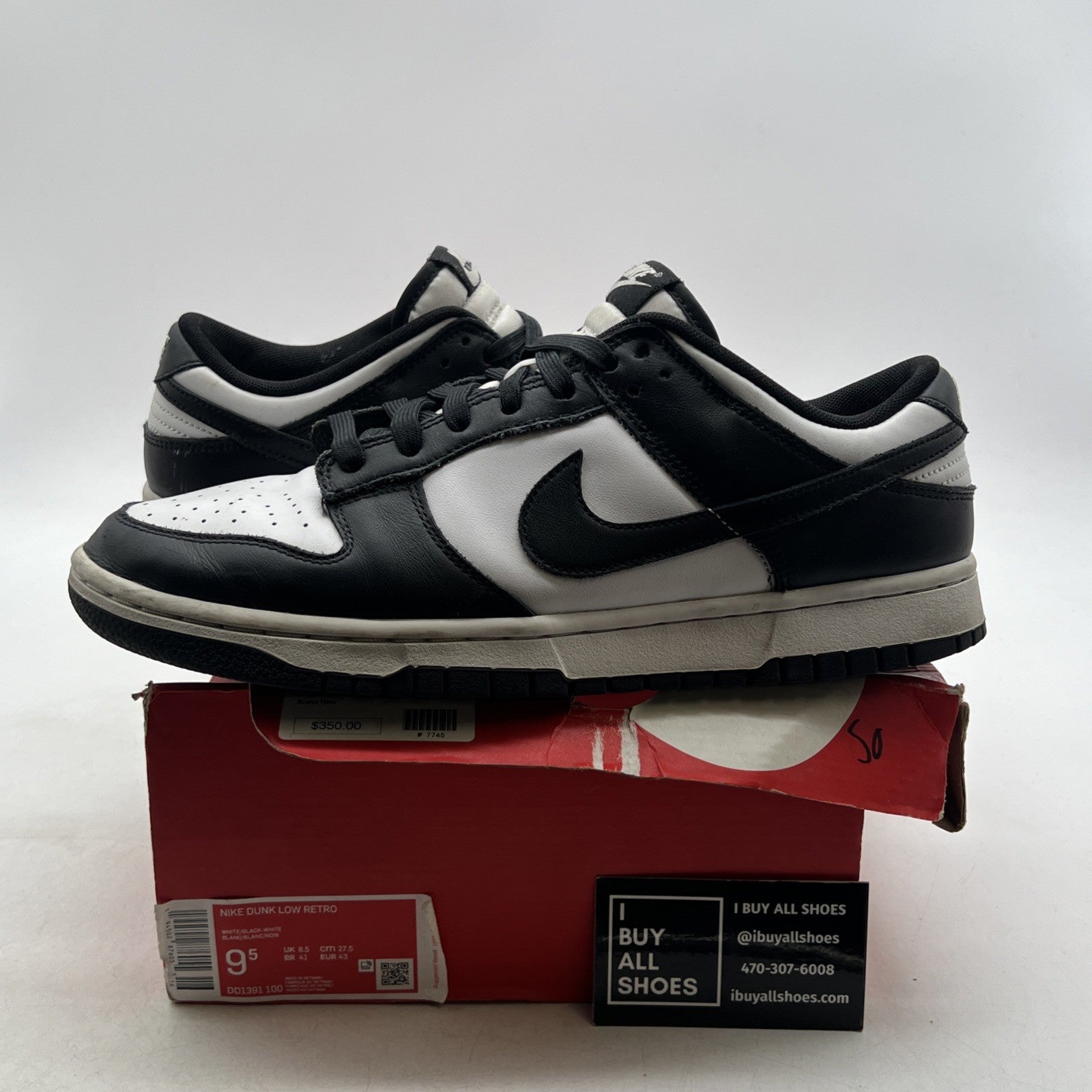 Size 9.5 - Nike Dunk Low Black White (DD1391-100)