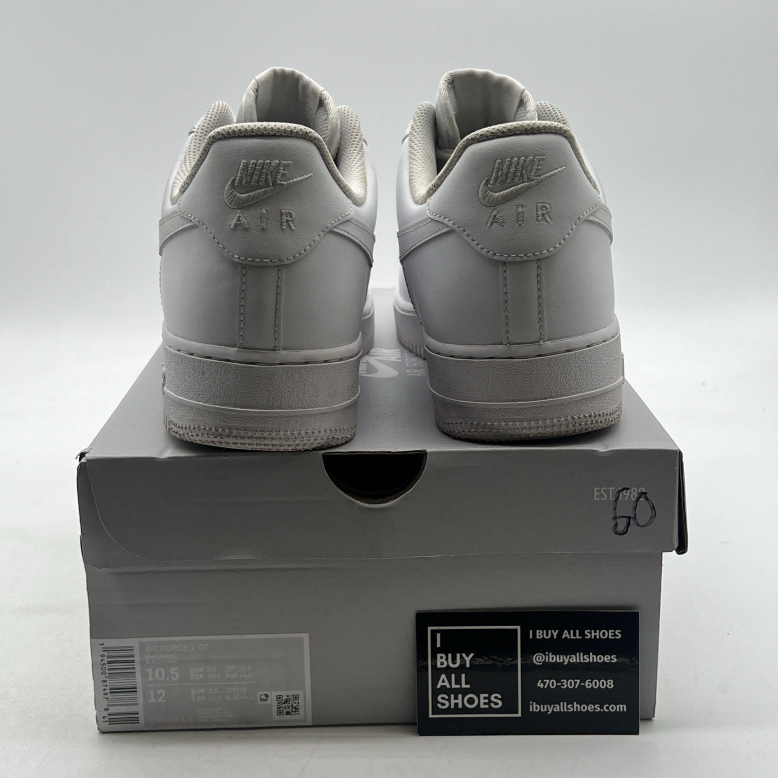 Size 10.5 - Nike Air Force 1 '07 Low Triple White (CW2288-111)