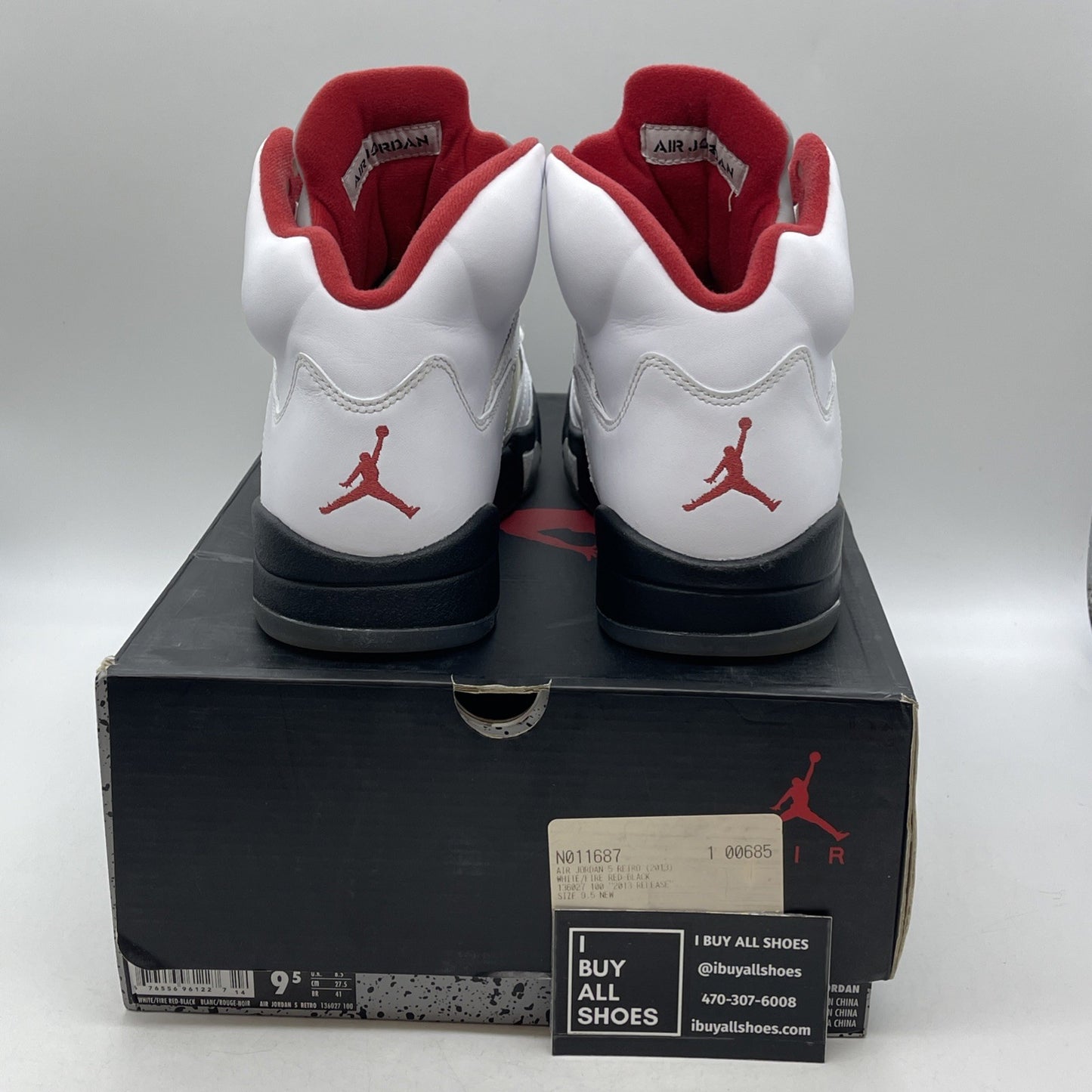 Size 9.5 - Air Jordan 5 Retro 2013 White Fire Red (136027-100)