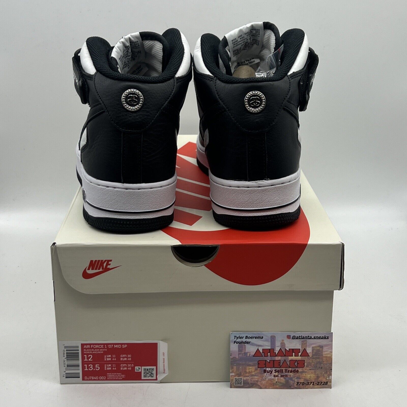 Size 12 - Nike Air Force 1 Mid x Stussy White Black 2022 Brand New Og All