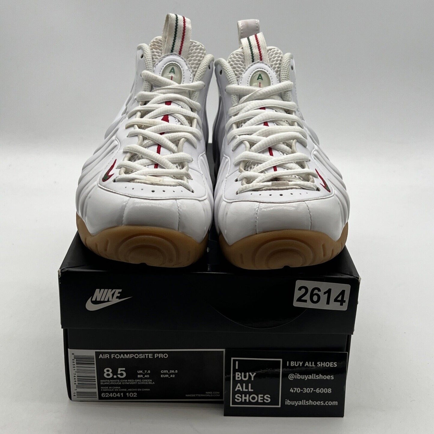 Size 8.5 - Nike Foamposite Pro Gucci - White (624041-102)