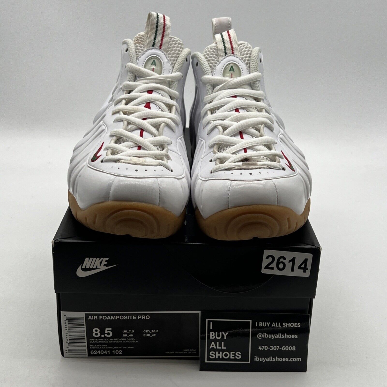 Size 8.5 - Nike Foamposite Pro Gucci - White (624041-102)
