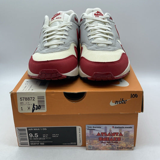 Size 9.5 - Nike Air Max 1 OG Vintage Red Grey White Suede (554717-160)