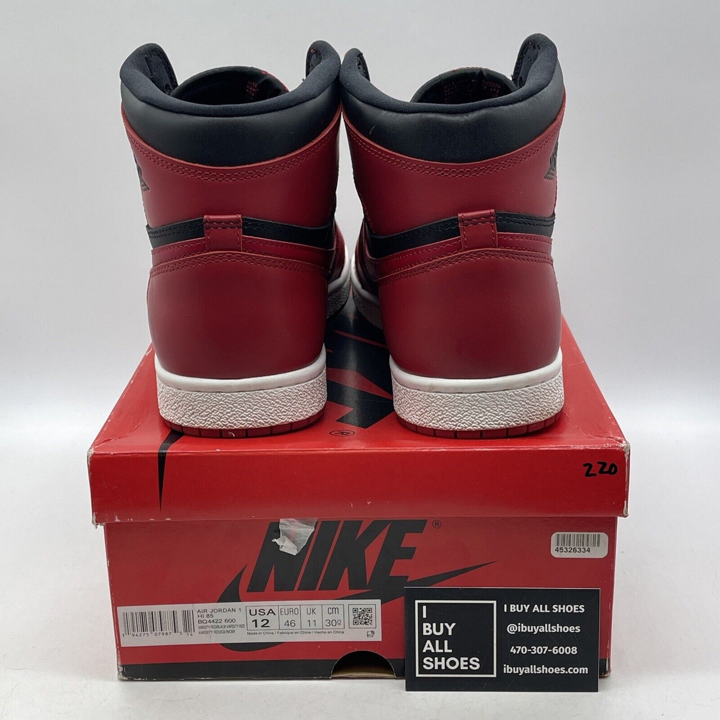 Size 12 - Jordan 1 Retro High 85 Varsity Red Black White Leather (BQ4422-600)