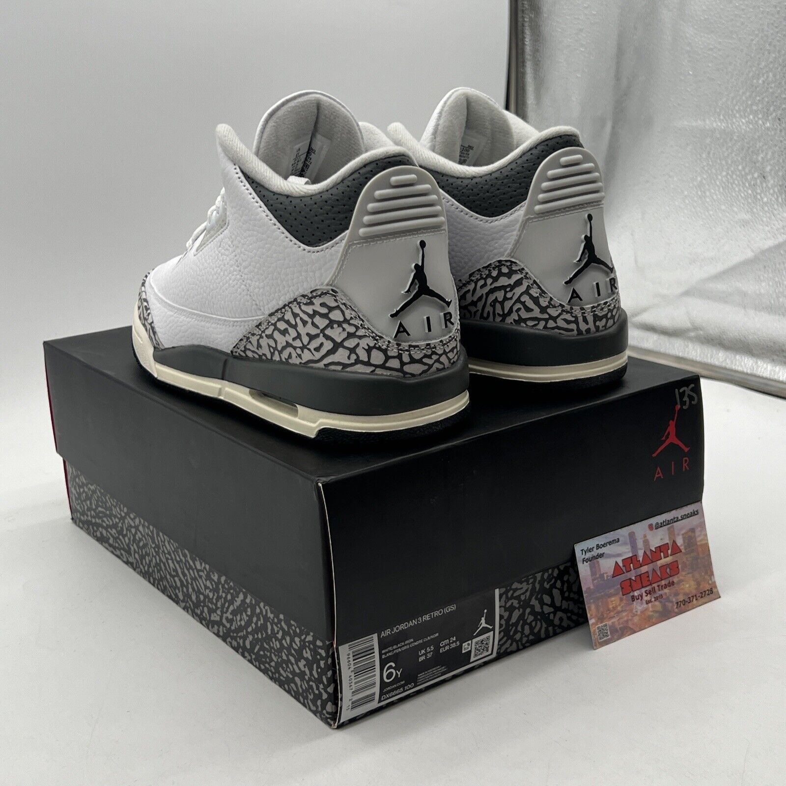 Size 6Y - Jordan 3 Mid Hide N' Sneak White Black Grey Suede Leather (DX6665-100)