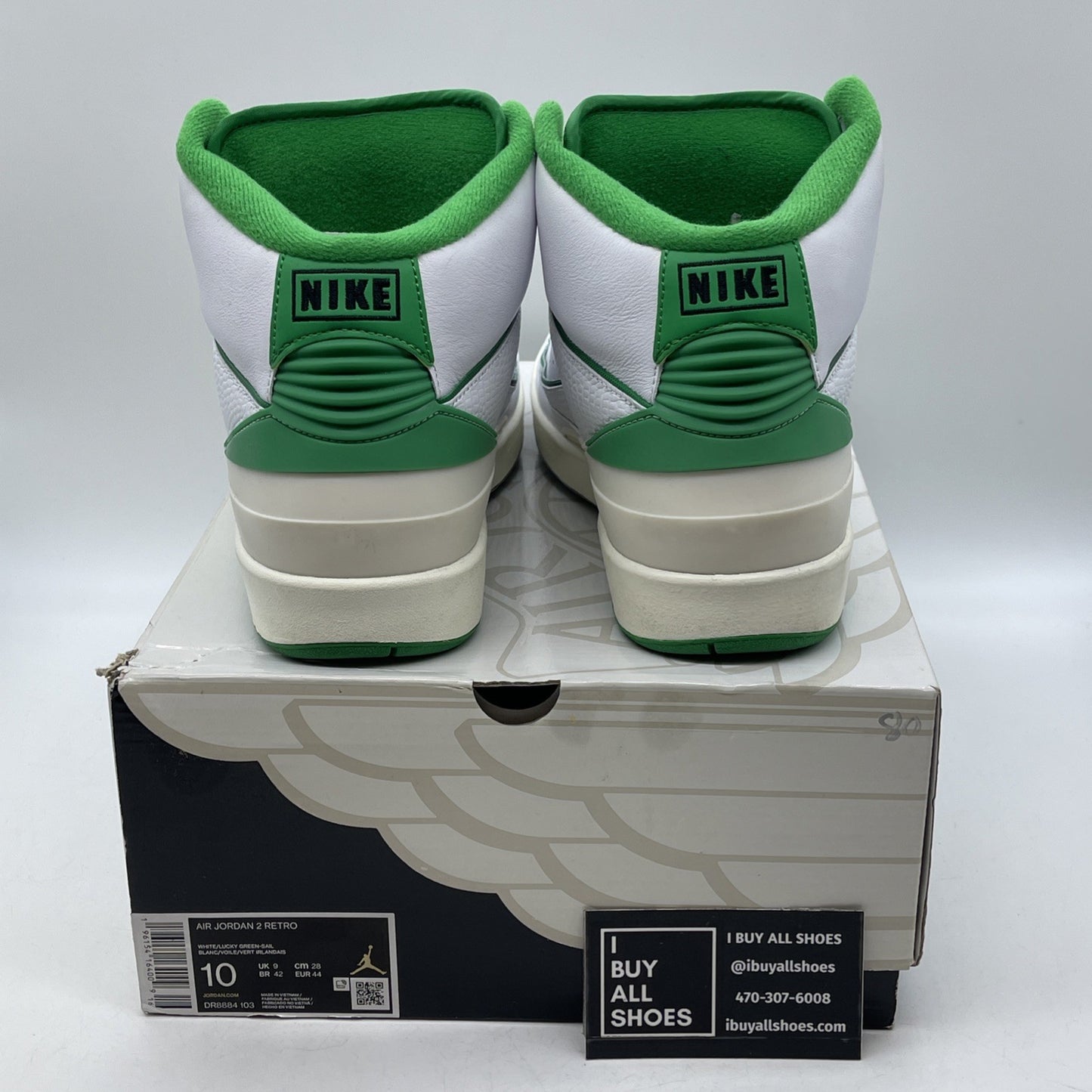Size 10 - Jordan 2 Retro Lucky Green White Leather (DR8884-103)