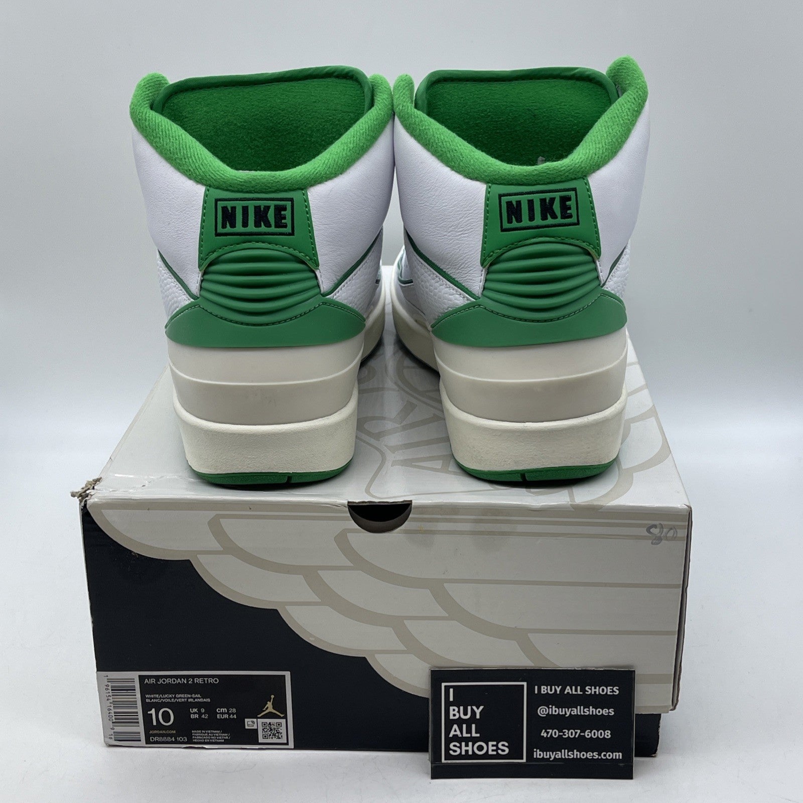 Size 10 - Jordan 2 Retro Lucky Green White Leather (DR8884-103)