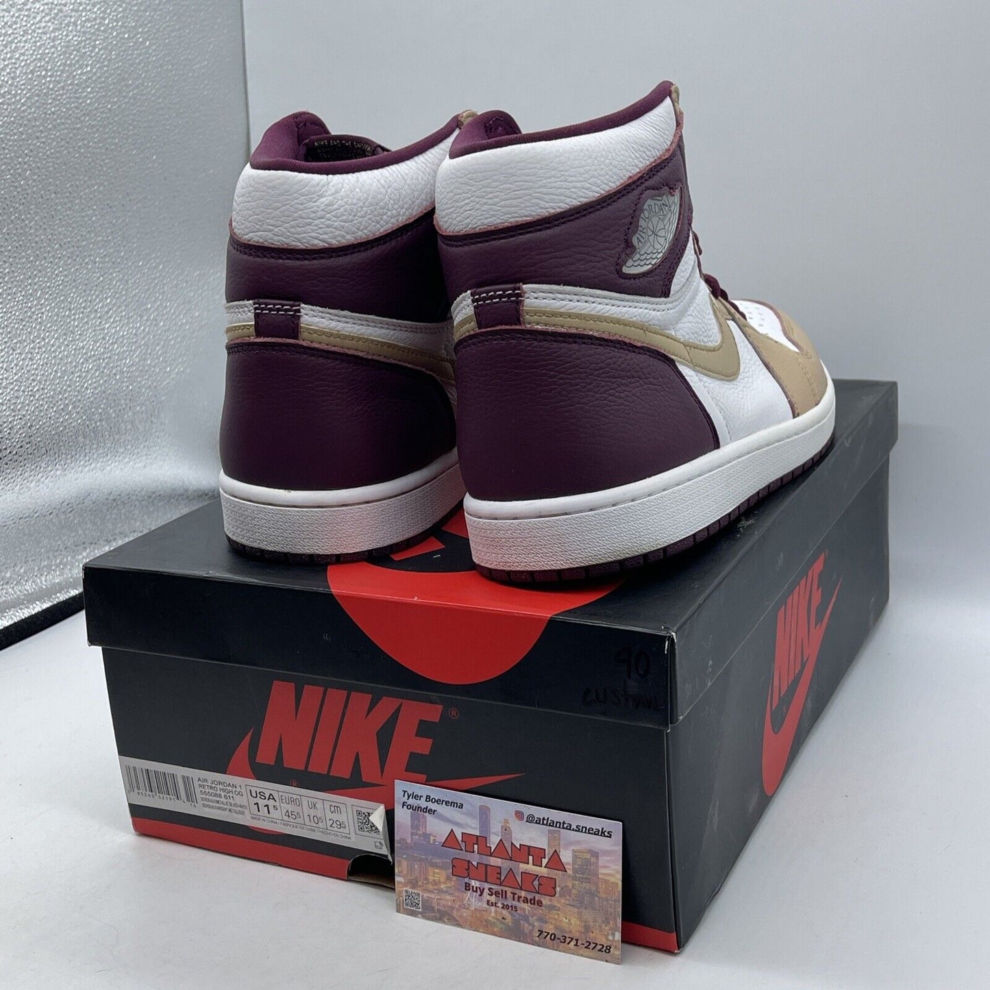 Size 11.5 - Jordan 1 Retro High OG Bordeaux Purple Brown Custom* (555088-611)