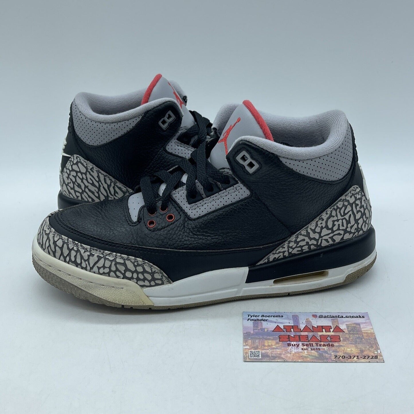 Size 7Y (GS) - Jordan 3 Retro OG 2018 Mid Black Cement Leather (854261-001)