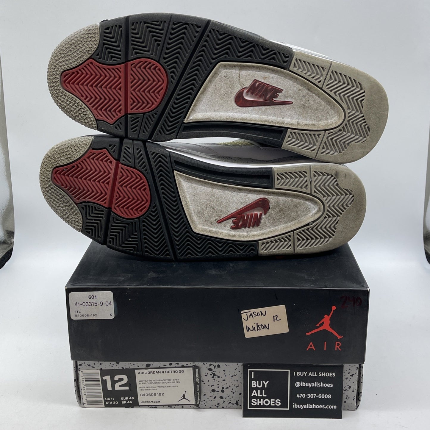 Size 12 - Jordan 4 Retro OG Mid White Cement White Grey Leather (840606-192)