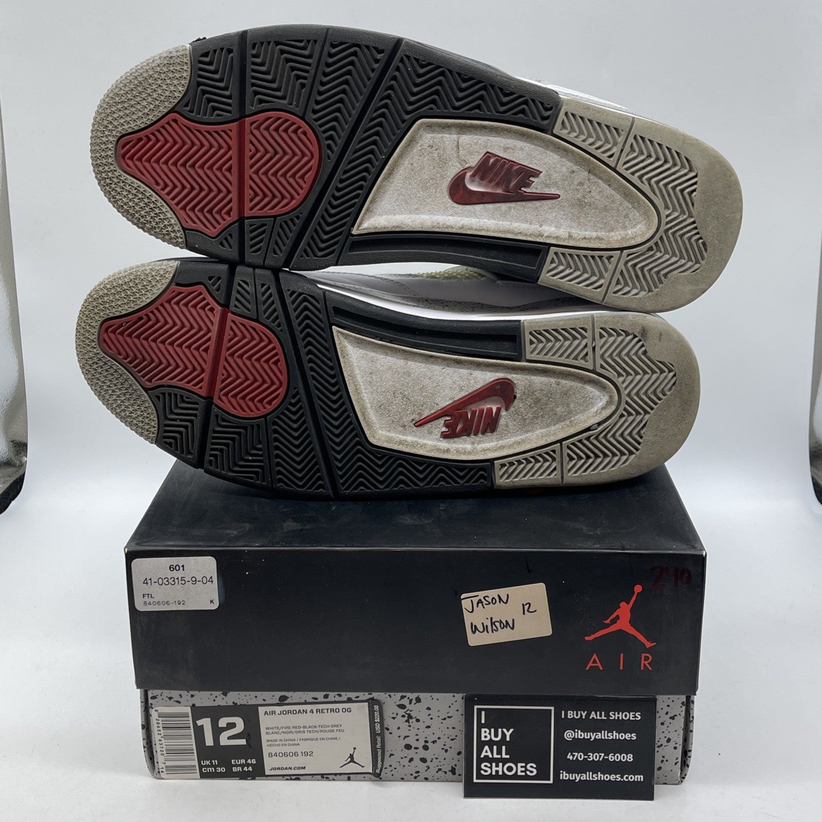 Size 12 - Jordan 4 Retro OG Mid White Cement White Grey Leather (840606-192)