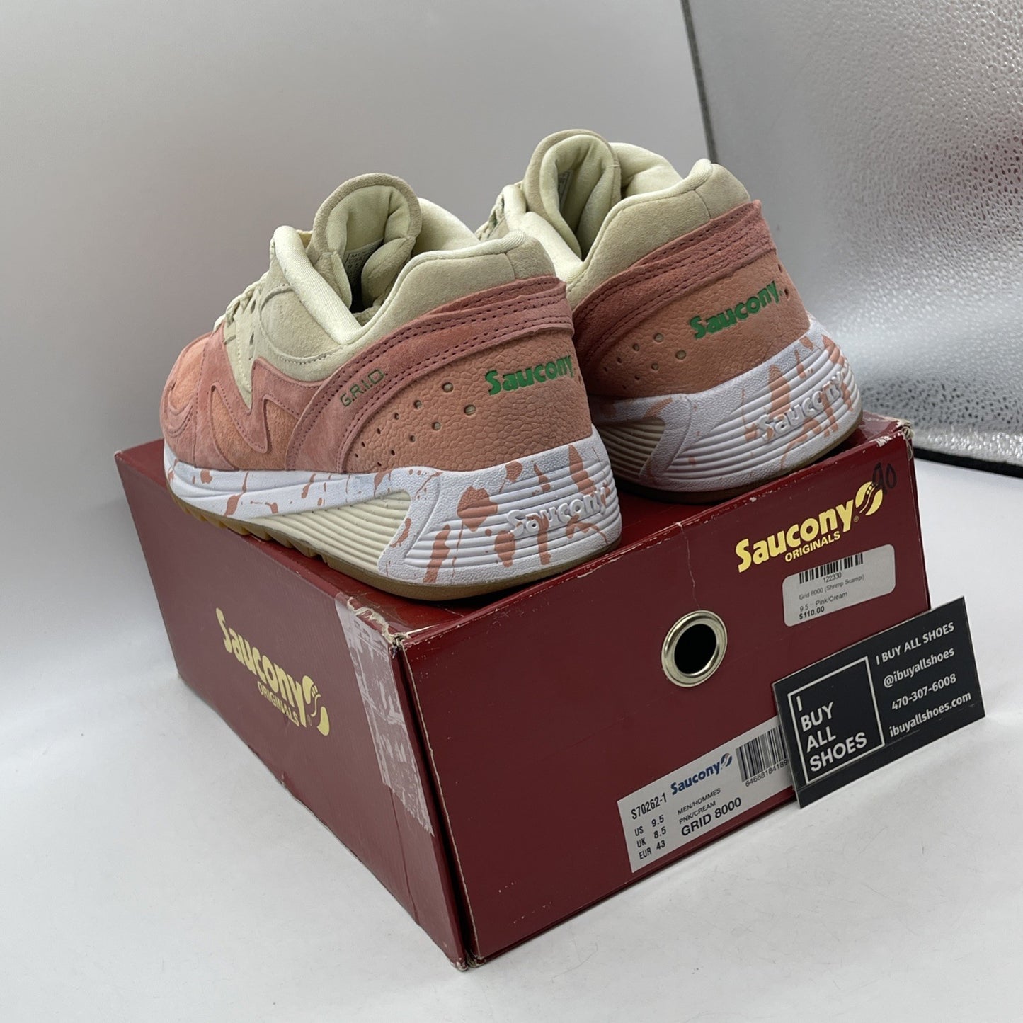 Size 9.5 - Saucony Grid 8000 Shrimp Scampi Pink Brown Suede (S70262-1)