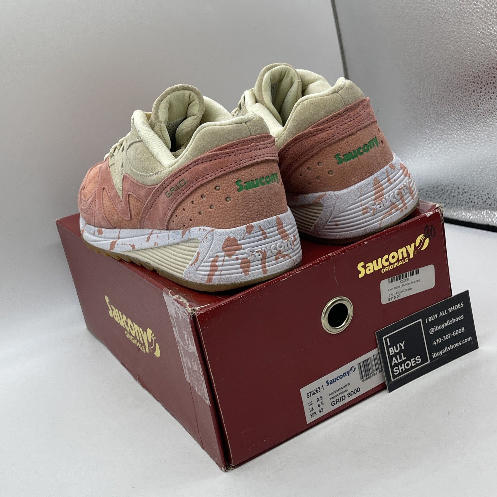 Size 9.5 - Saucony Grid 8000 Shrimp Scampi Pink Brown Suede (S70262-1)