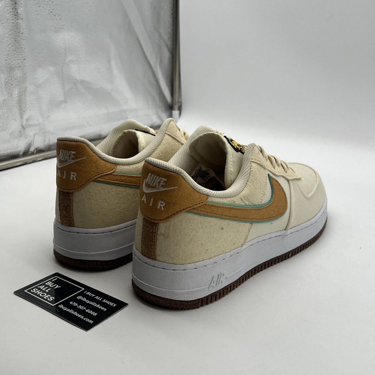 Size 12.5 - Nike Air Force 1 '07 Premium Coconut Milk Green Glo Metallic Gold
