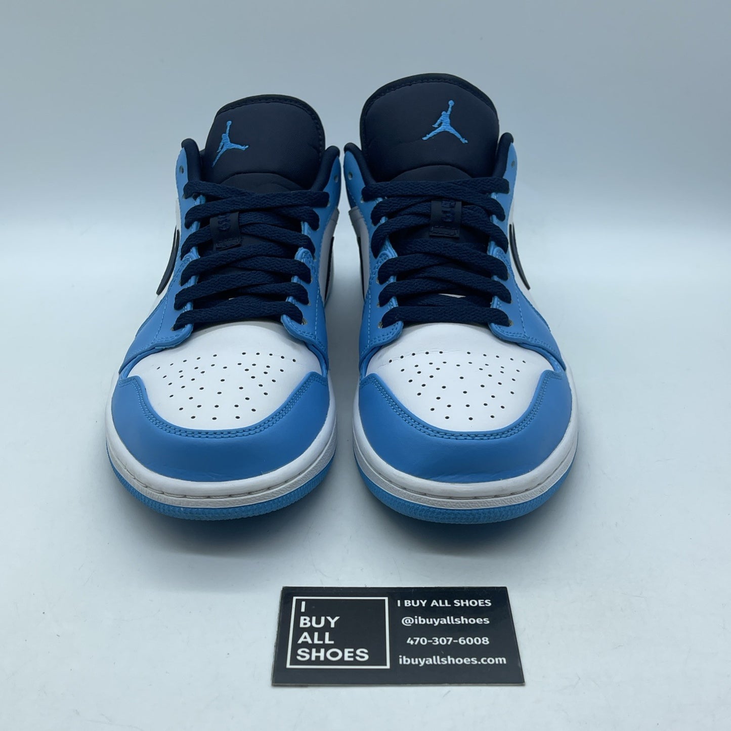 Size 10 - Air Jordan 1 Low UNC 2021 Black University Blue White (553558-144)
