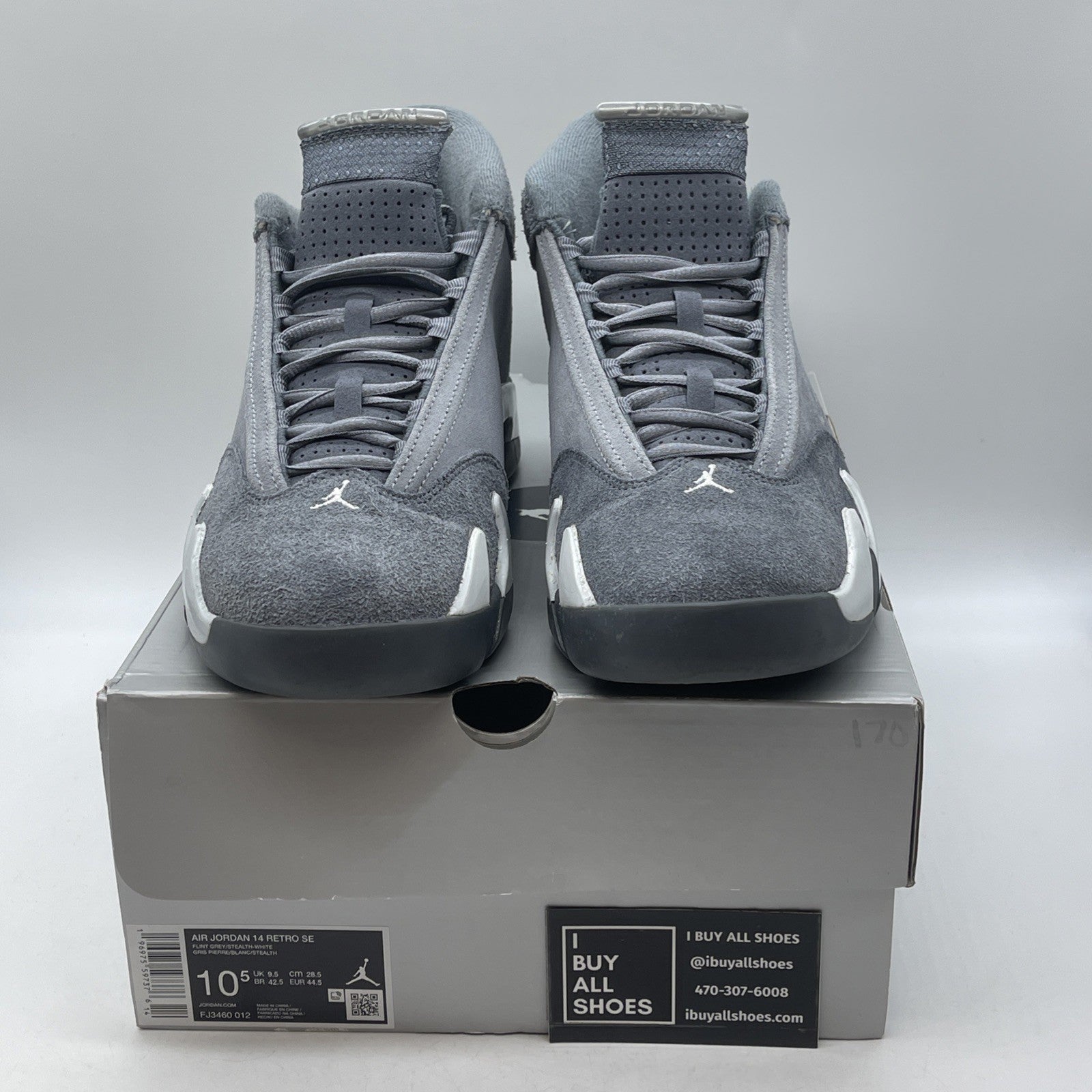 Size 10.5 - Nike Air Jordan 14 Retro Flint Grey White Suede (FJ3460-012)