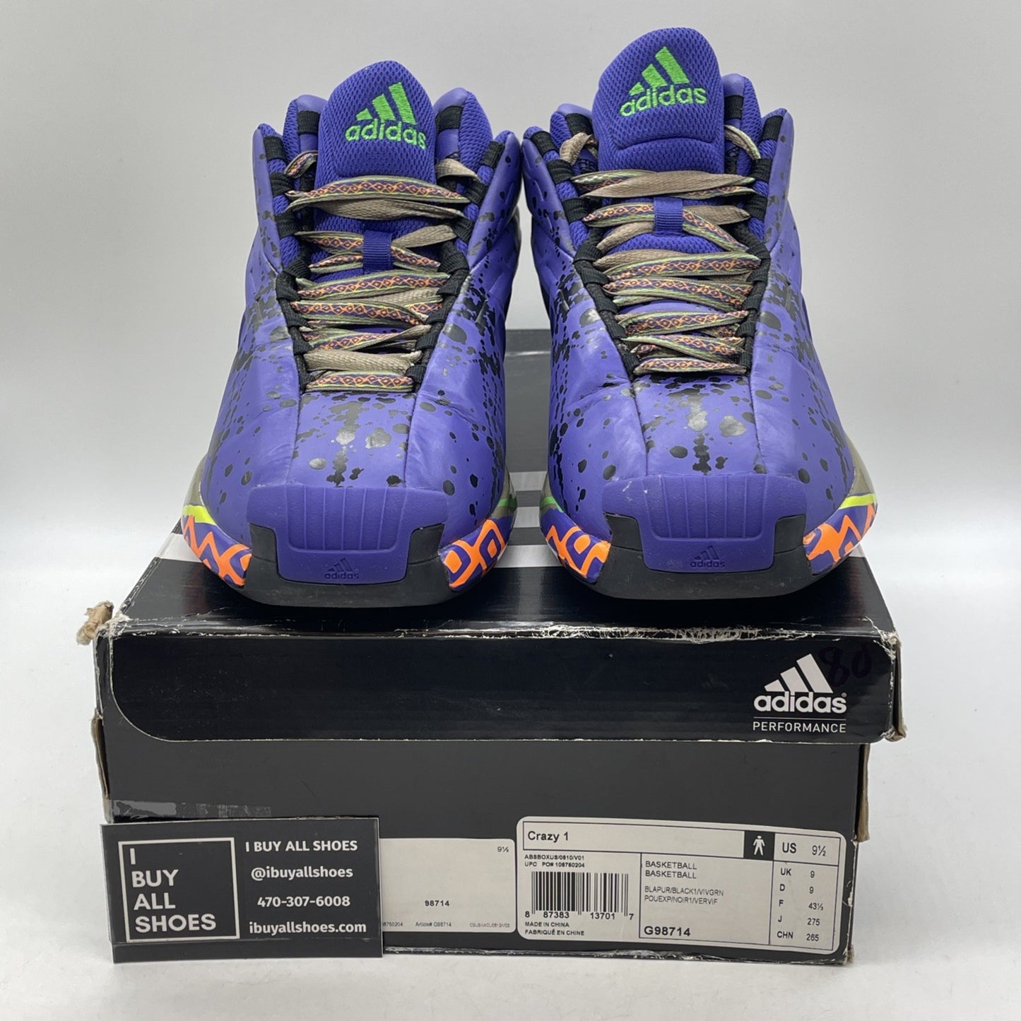 Size 9.5 - ADIDAS Crazy  1 KOBE BRYANT PE Purple All Star Game ASG (G9871)