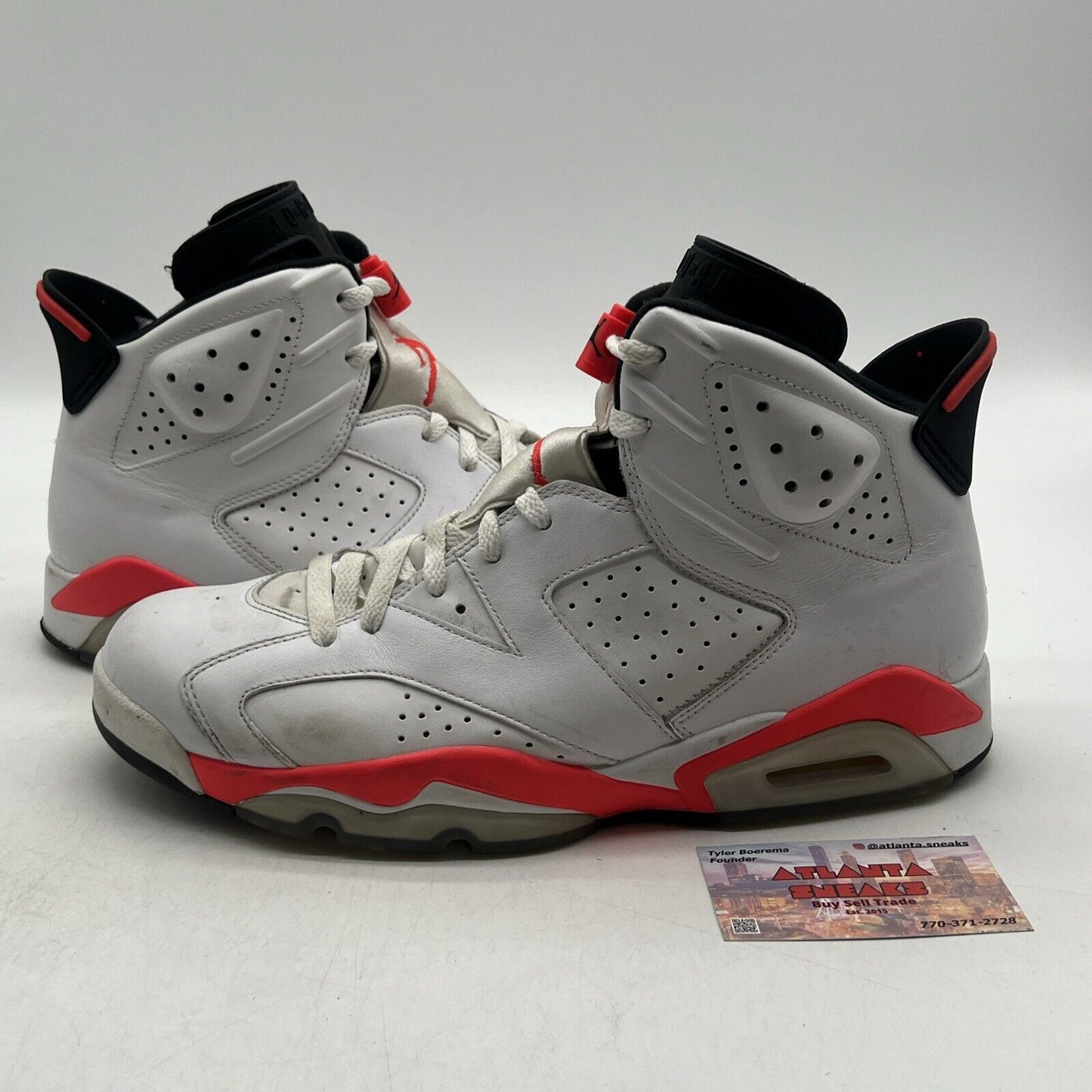 Size 11 - Air Jordan 6 Retro 2014 White Infrared Black Leather (384664-123)