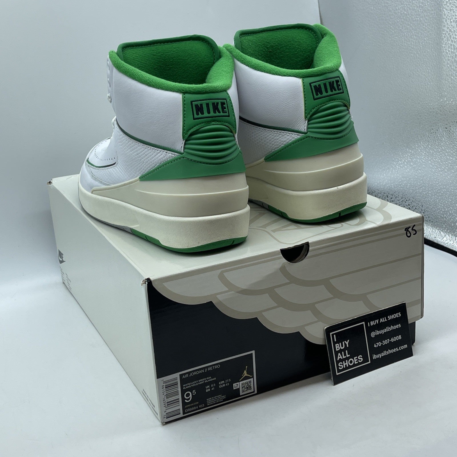 Size 9.5 - Jordan 2 Retro Lucky Green White Leather (DR8884-103)