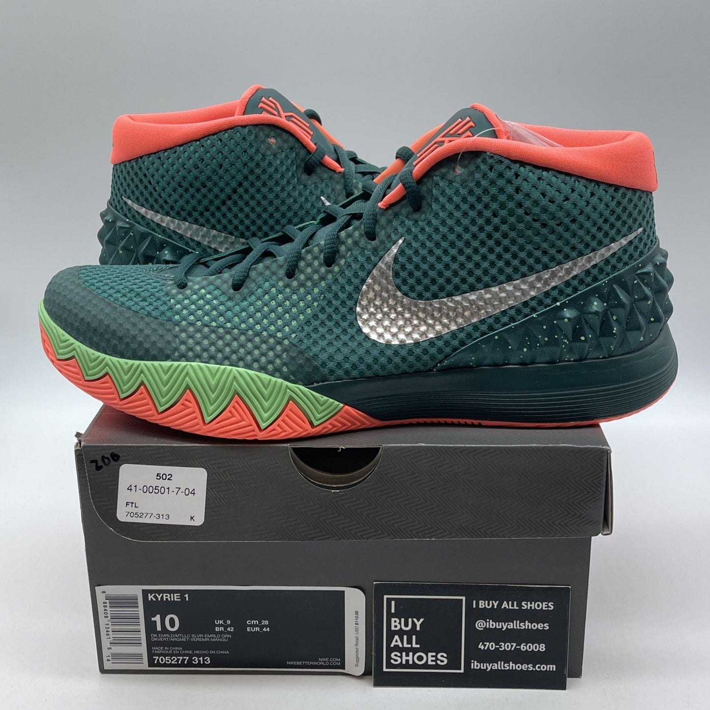 Size 10 - Nike Kyrie 1 Flytrap Green Silver Suede Leather (705277-313)