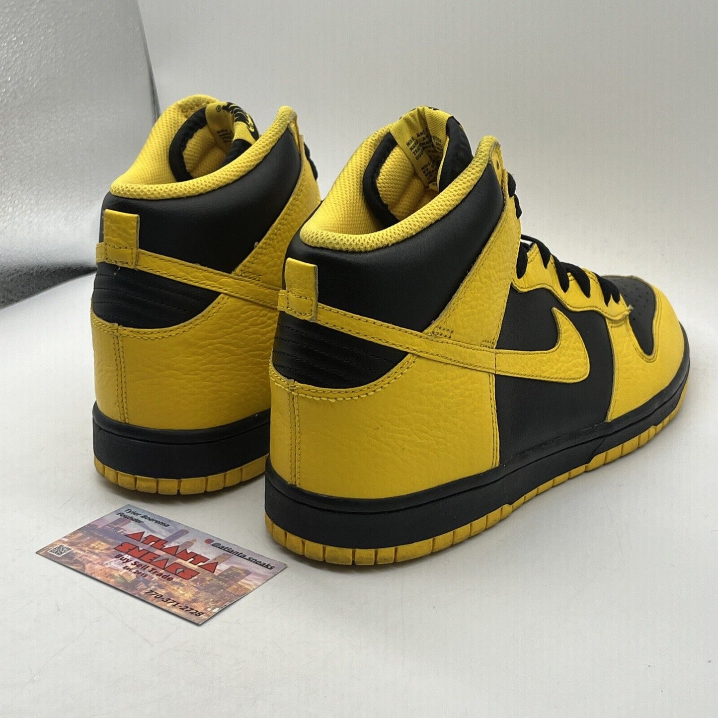 Size 10 - Nike Dunk High Black Varsity Maize Black Leather (317982-043)