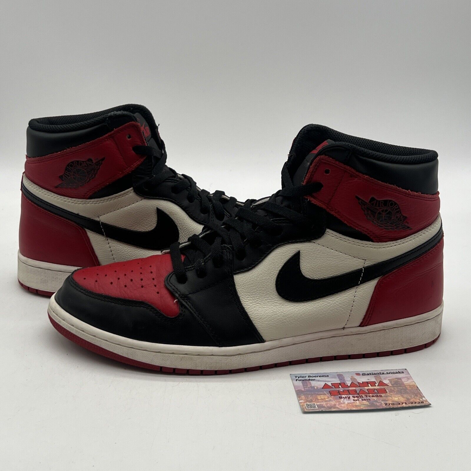 Size 13 - Jordan 1 Retro OG High Bred Toe Black White Red Leather (555088-610)