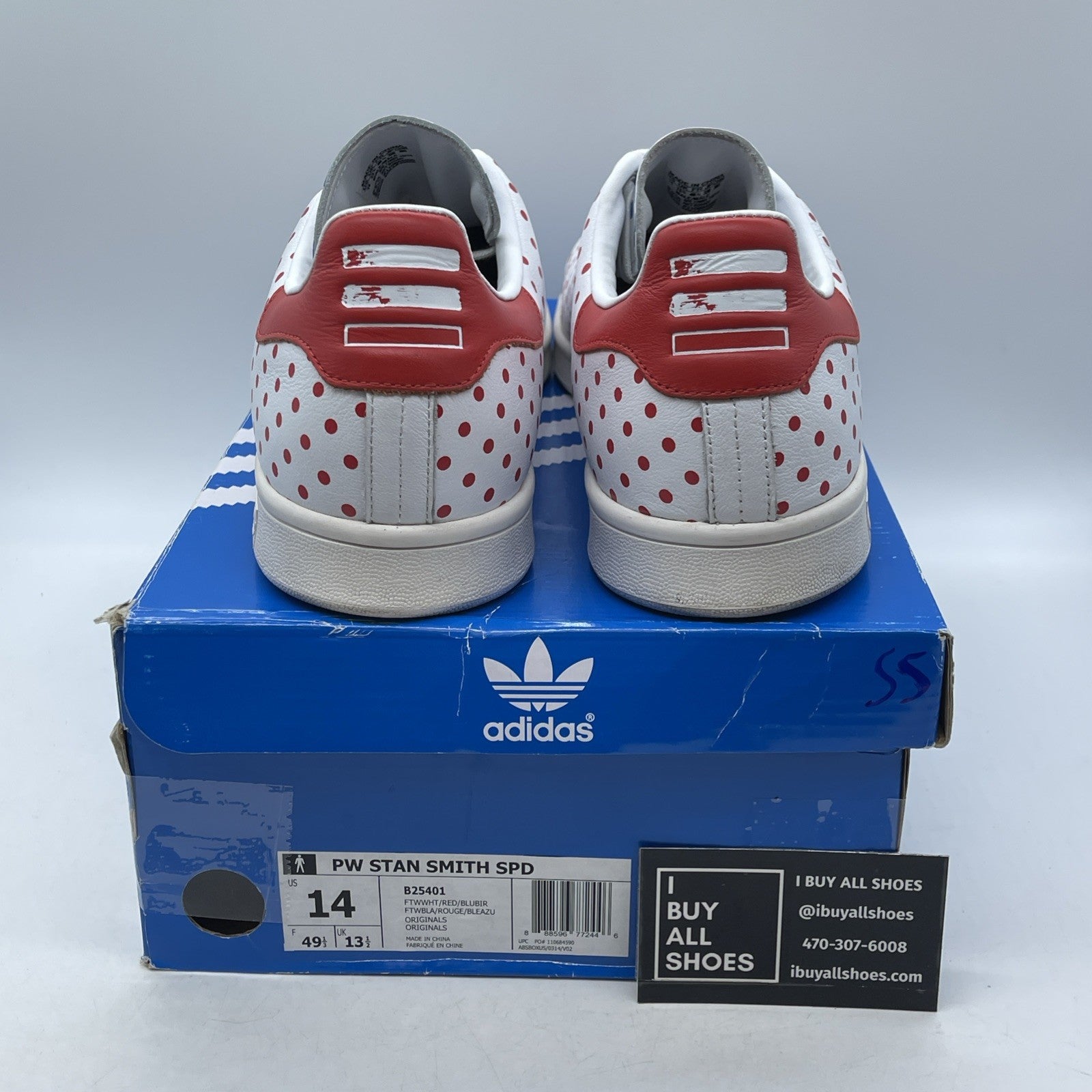 Size 14 - adidas Pharrell x Stan Smith Small Polka Dot Leather (B25401)