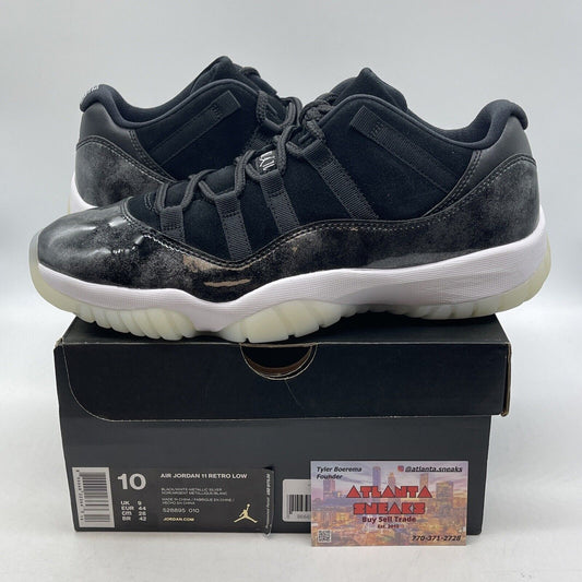 Size 10 - Air Jordan 11 Retro Low Barons Black White Grey  Leather (528895-010)