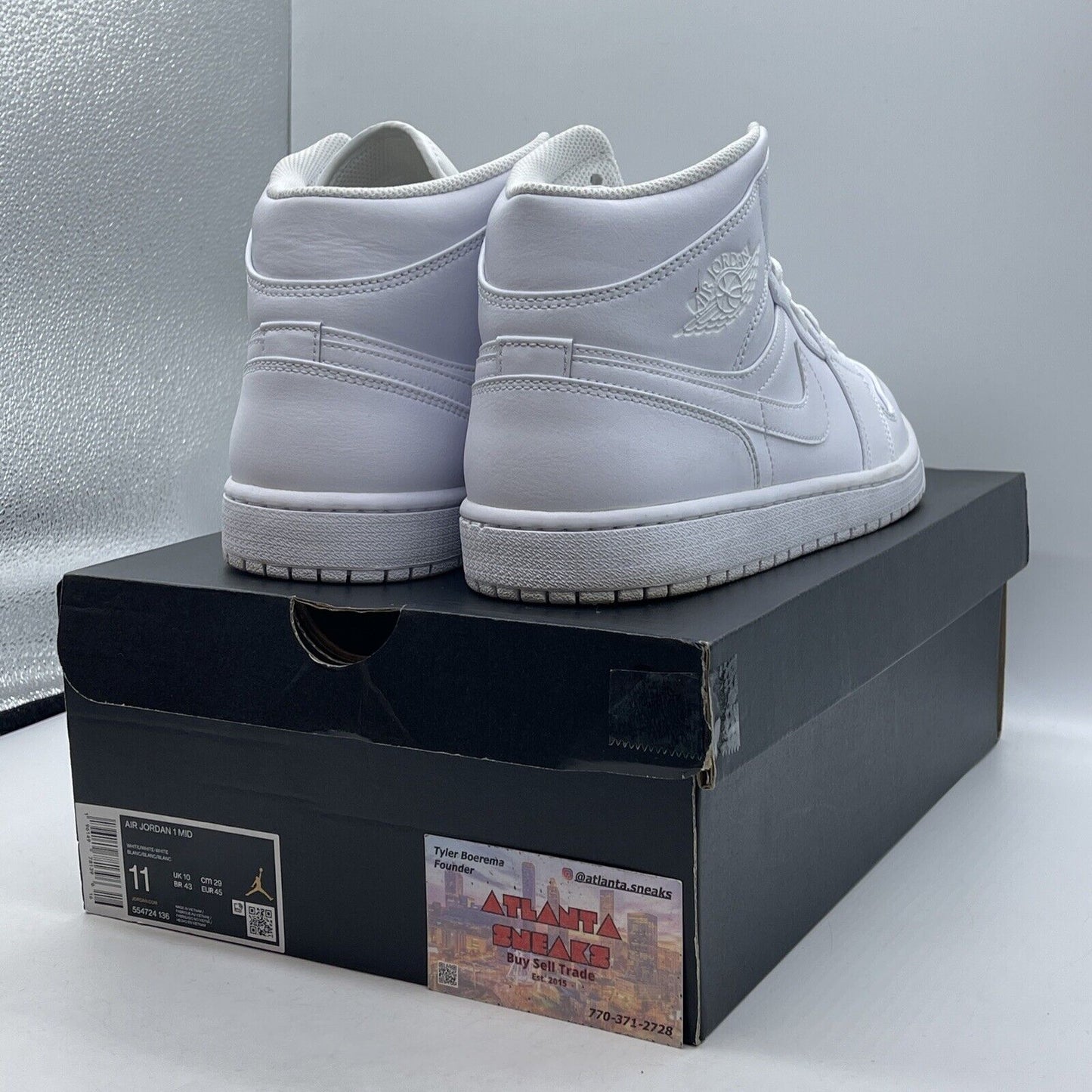 Size 11 - Jordan 1 Mid Triple White Leather (554724-136)