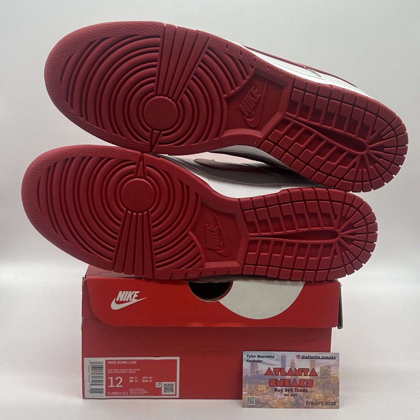 Size 12 - Nike Dunk Low Vast Grey Varsity Red Brand New Og All