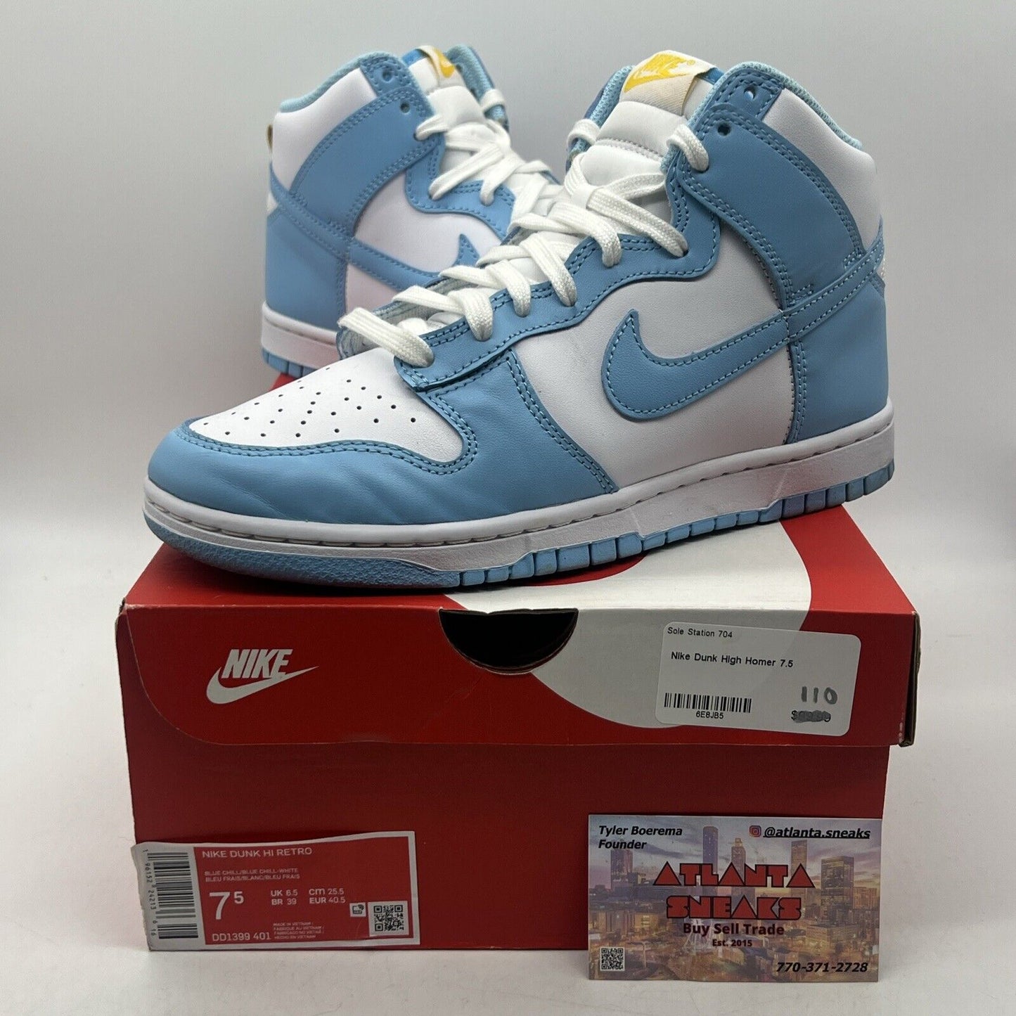 Size 7.5 - Nike Dunk High Blue Chill White Leather (DD1399-401)