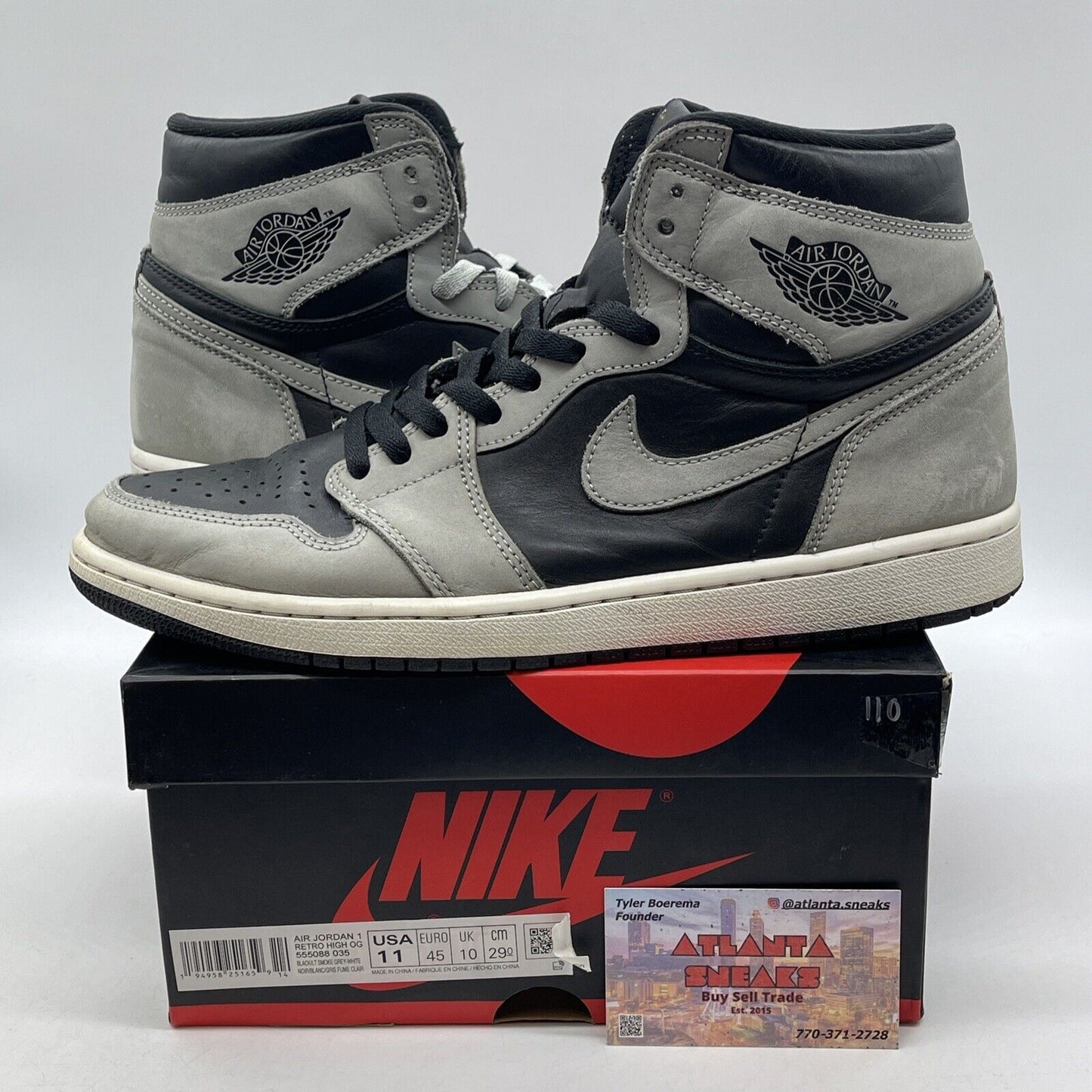 Size 11 - Jordan 1 Retro OG High Shadow 2.0 Black Grey Suede (555088-035)