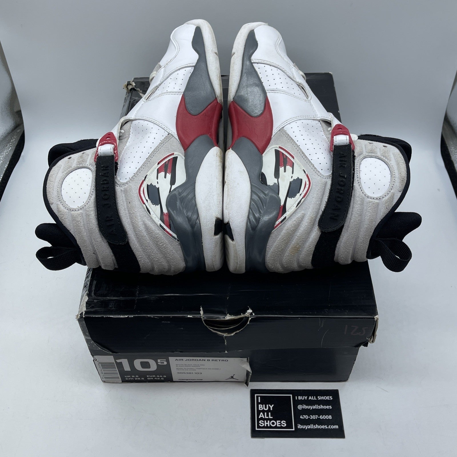 Size 10.5 - Air Jordan 8 Retro 2008 Countdown Pack White Grey (305381-103)